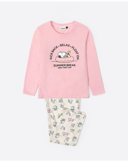 Pyjama d'été à manches longues rose
