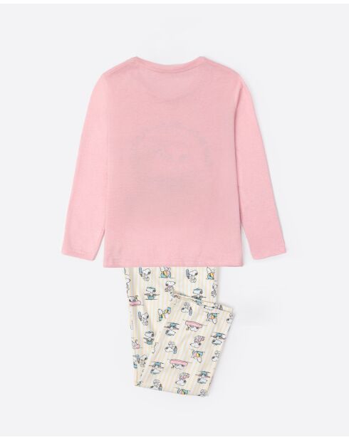 Pyjama d'été à manches longues rose