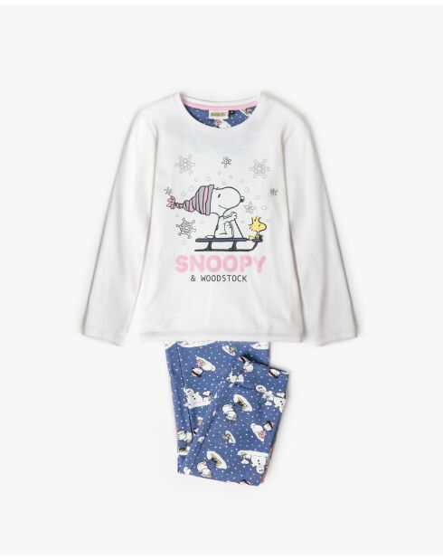 Pyjama à manches longues , motif neige écru
