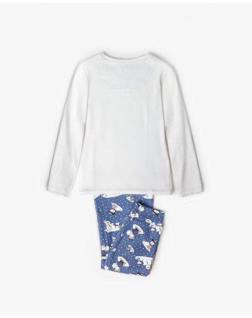 Pyjama à manches longues , motif neige écru