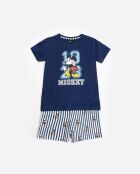 Pyjama d'été à manches courtes Mickey bleu