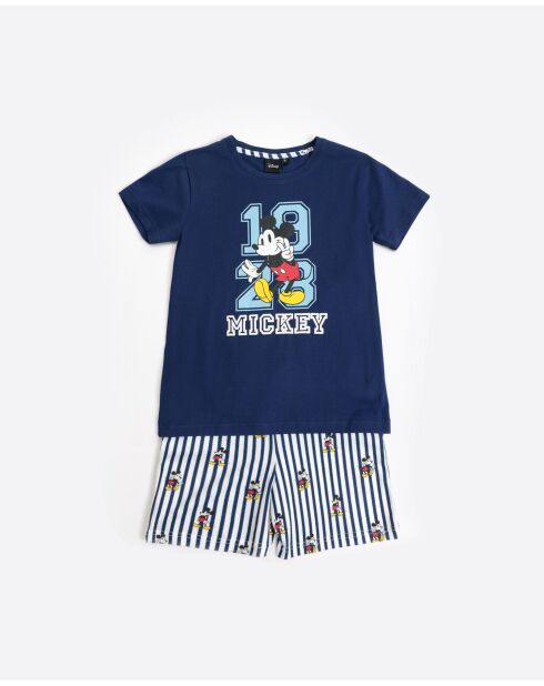 Pyjama d'été à manches courtes Mickey bleu