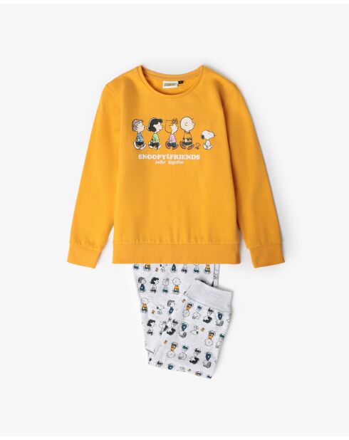 Pyjama à manches longues avec sweat-shirt Snoopy & Friends moutarde