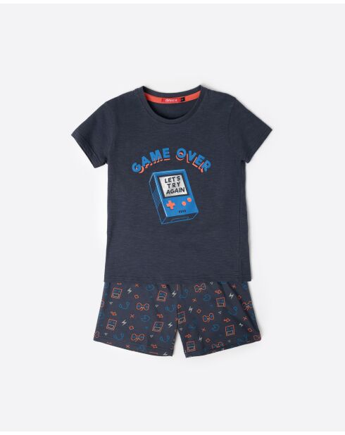 DIVER grauer Gaming-Pyjama mit kurzen Ärmeln
