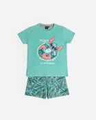 Groene pyjama met korte mouwen voor op vakantie