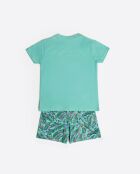 Groene pyjama met korte mouwen voor op vakantie