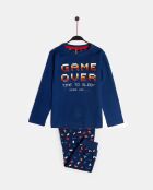 Diver Game Over marineblauwe pyjama met lange mouwen