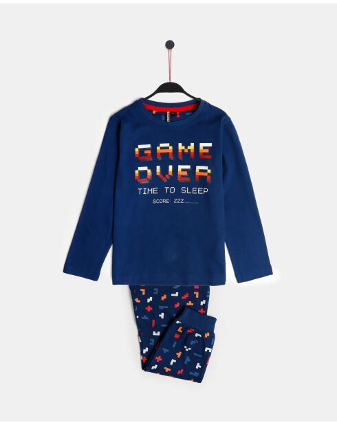 Diver Game Over marineblauwe pyjama met lange mouwen