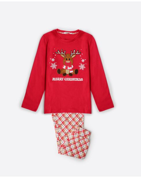 Langarm-Pyjama mit rotem Rentiermuster