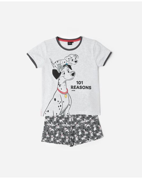 101 Reasons Kurzarm-Pyjama, meliert, grau