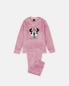 Pyjama Minnie à fleurs en velours double à manches longues mauve
