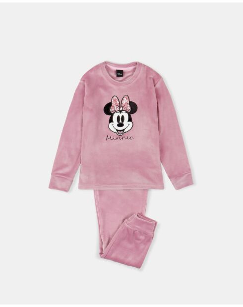 Pyjama Minnie à fleurs en velours double à manches longues mauve