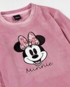 Pyjama Minnie à fleurs en velours double à manches longues mauve
