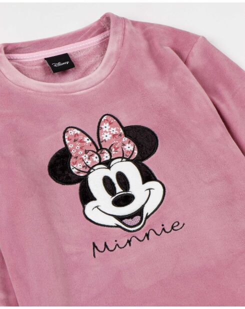 Pyjama Minnie à fleurs en velours double à manches longues mauve