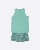 Pyjama sans manches en mode vacances vert