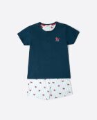 Lou Lou Stripes marineblauwe pyjama met korte mouwen