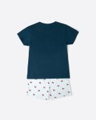 Lou Lou Stripes marineblauwe pyjama met korte mouwen