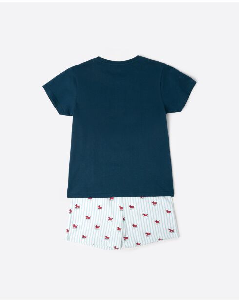 Lou Lou Stripes marineblauwe pyjama met korte mouwen