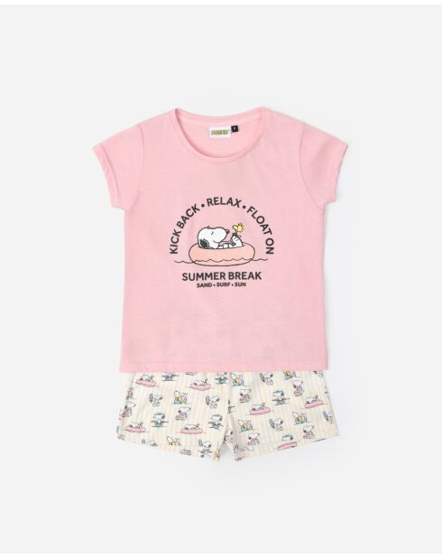 Pyjama d'été à manches courtes rose