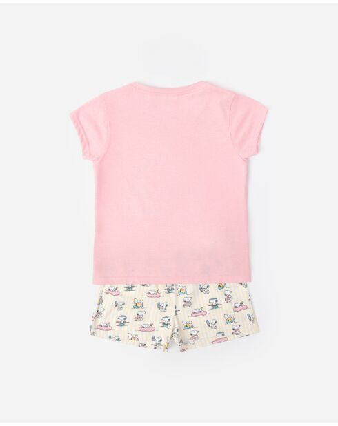 Pyjama d'été à manches courtes rose