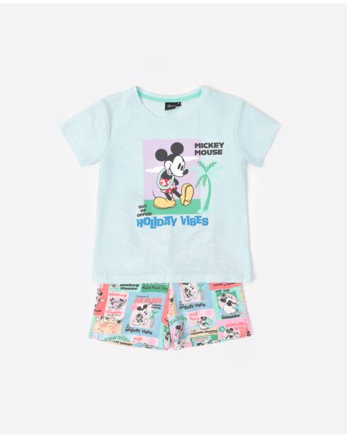 Holiday Vibes blauer Kurzarm-Pyjama