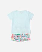 Holiday Vibes blauer Kurzarm-Pyjama