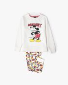 Pigiama Mickey Mouse in peluche a maniche lunghe ecru