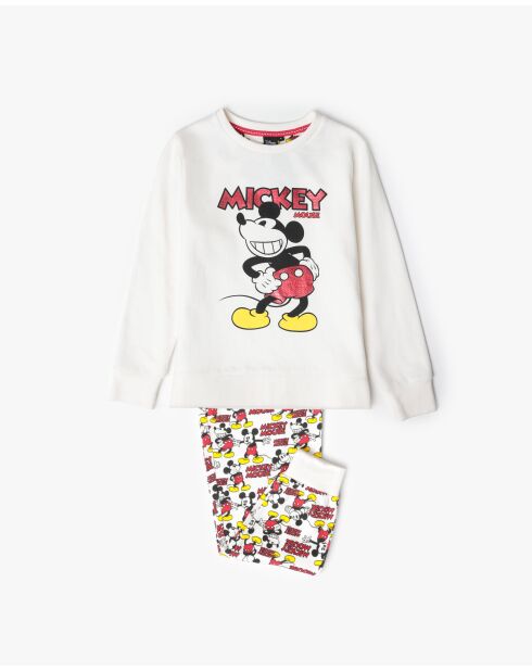 Pyjama en peluche Mickey Mouse à manches longues écru
