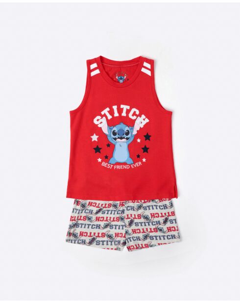 Stitch University roter Kurzarm-Pyjama