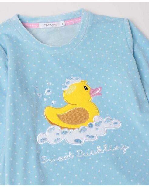 Pyjama à manches longues en velours Sweet Duckling bleu