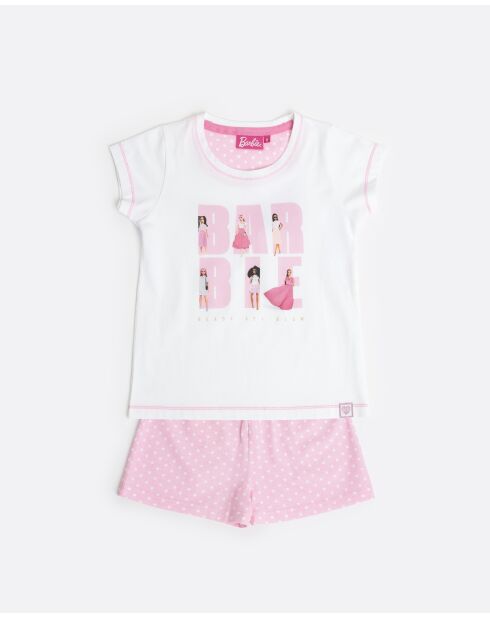 Pyjama Barbie à manches courtes rose