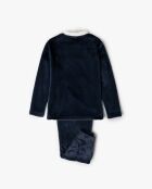 Warme pyjama met lange mouwen, blauw sneeuwpatroon