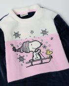Warme pyjama met lange mouwen, blauw sneeuwpatroon