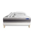 Pack lit complet Actilatex Relax blanc avec matelas, sommier blanc en kit, 2 oreillers et couette - 160x200 cm
