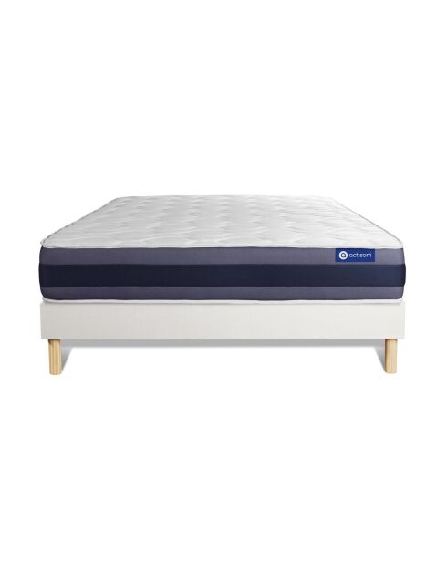 Ensemble matelas et sommier Actilatex Morpho blanc avec sommier blanc en kit - 200x200 cm