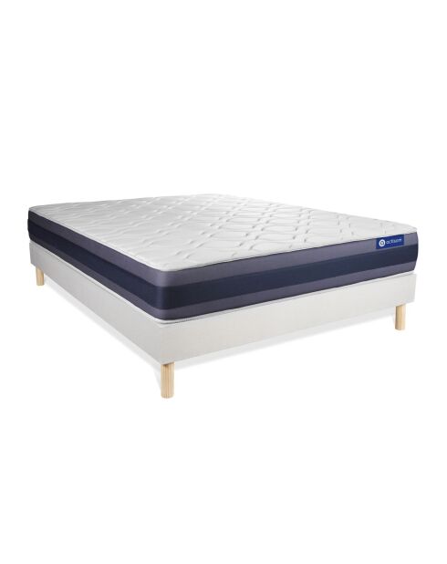 Ensemble matelas et sommier Actilatex Morpho blanc avec sommier blanc en kit - 200x200 cm