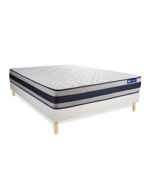 Ensemble matelas et sommier Actiflex Ergo blanc avec sommier blanc en kit - 160x200 cm