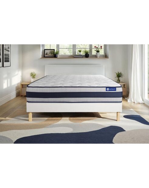 Ensemble matelas et sommier Actiflex Ergo blanc avec sommier blanc en kit - 160x200 cm