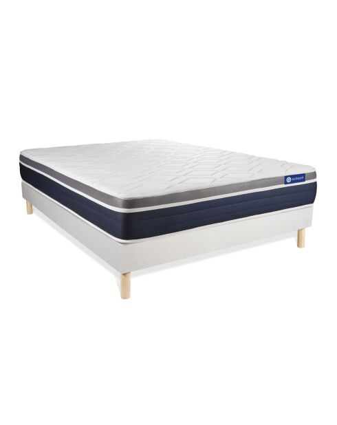 Ensemble matelas et sommier Actimemo Confort blanc avec sommier blanc en kit - 200x200 cm