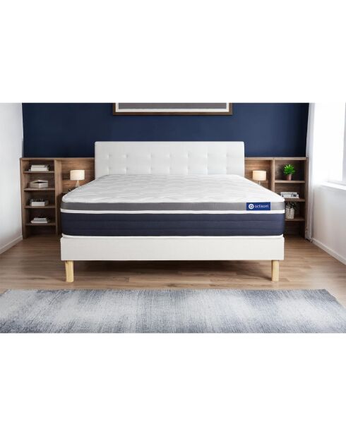 Ensemble matelas et sommier Actimemo Confort blanc avec sommier blanc en kit - 200x200 cm