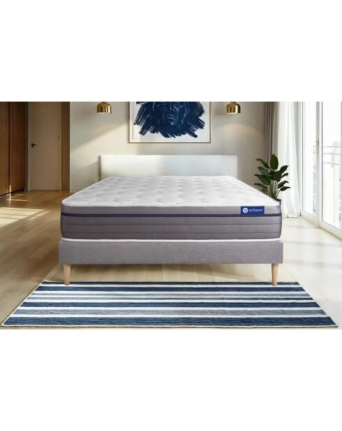 Ensemble matelas et sommier Actiflex Zen gris avec sommier gris en kit - 140x190 cm