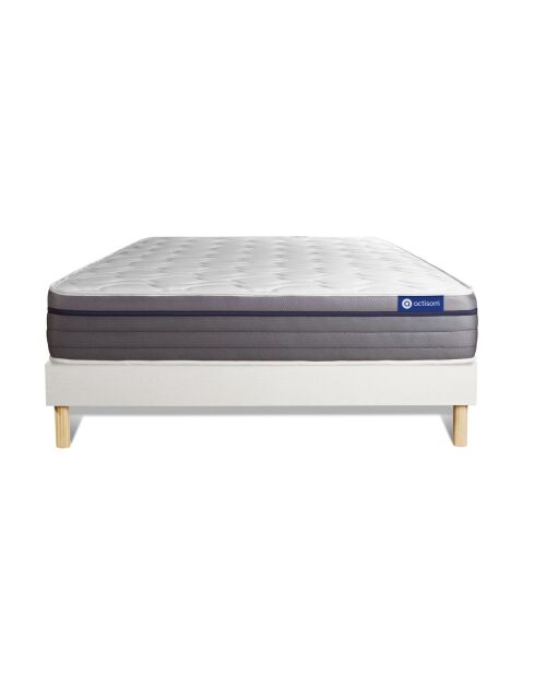 Ensemble matelas et sommier ActiMemo Zen blanc avec sommier blanc en kit - 140x190 cm