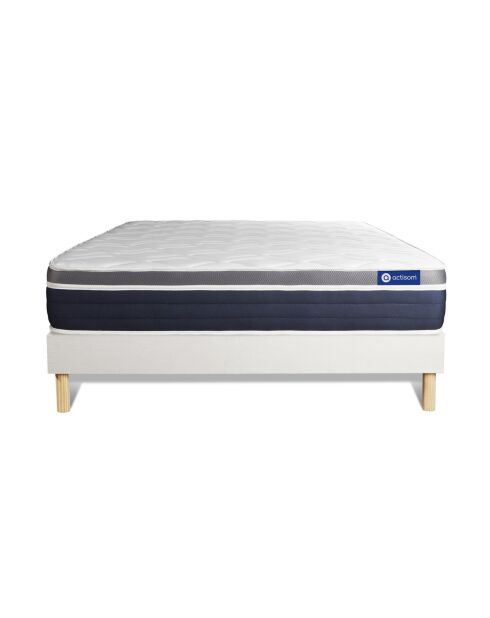 Ensemble matelas et sommier Actilatex Confort blanc avec sommier blanc en kit - 200x200 cm