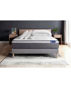 Pack lit complet ActiMemo Plus gris avec matelas, sommier gris en kit, 2 oreillers et couette - 200x200 cm