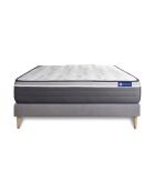 Ensemble matelas et sommier ActiMemo Plus gris avec sommier gris en kit - 200x200 cm