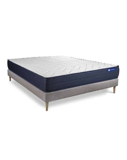 Ensemble matelas et sommier Actimemo Life gris avec sommier gris en kit - 180x200 cm