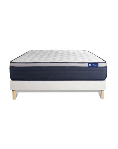 Ensemble matelas et sommier Actiflex Max blanc avec sommier blanc en kit - 200x200 cm