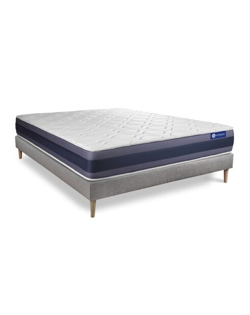 Ensemble matelas et sommier Actilatex Morpho gris avec sommier gris en kit - 160x200 cm
