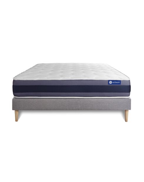 Ensemble matelas et sommier Actilatex Morpho gris avec sommier gris en kit - 160x200 cm