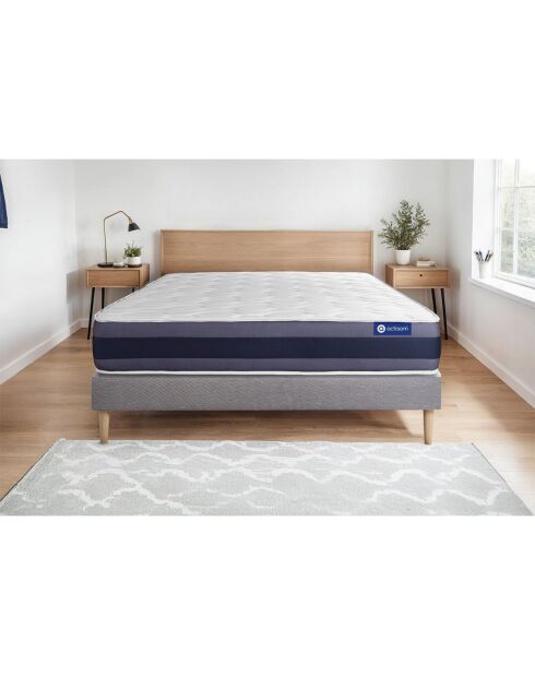 Ensemble matelas et sommier Actilatex Morpho gris avec sommier gris en kit - 160x200 cm
